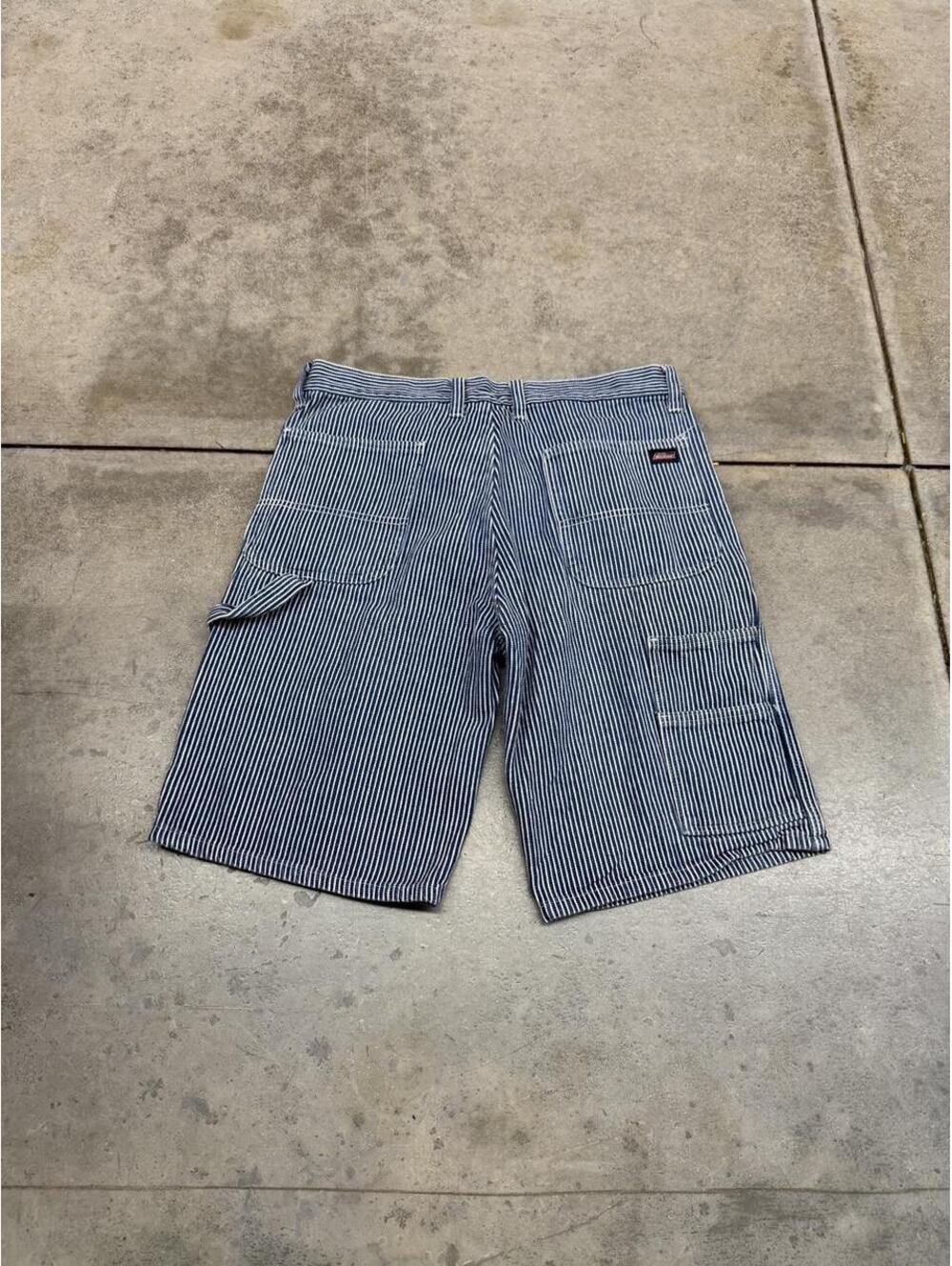 vintage dickies pinstripe white and blue cargo shorts size 32